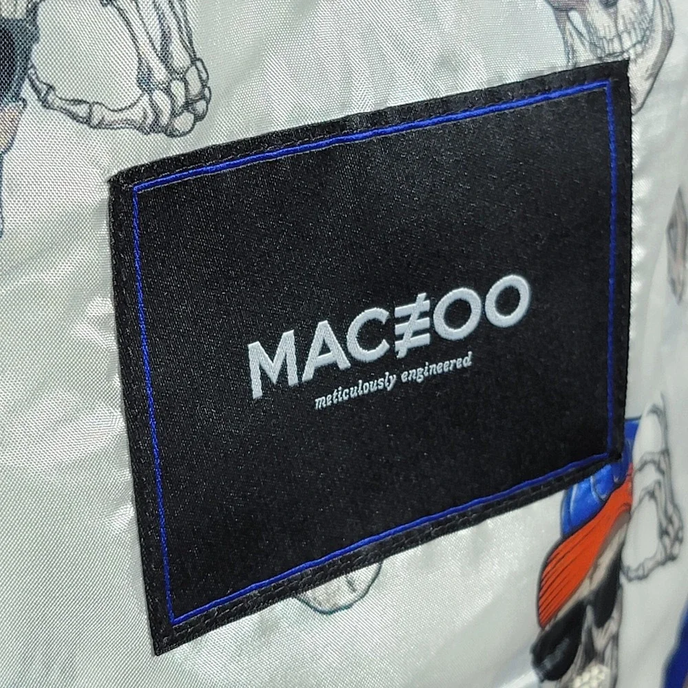 Maceoo Men's Blazer Bethoven Grid White‎ Two Button Checked Poly Blend Size 48L